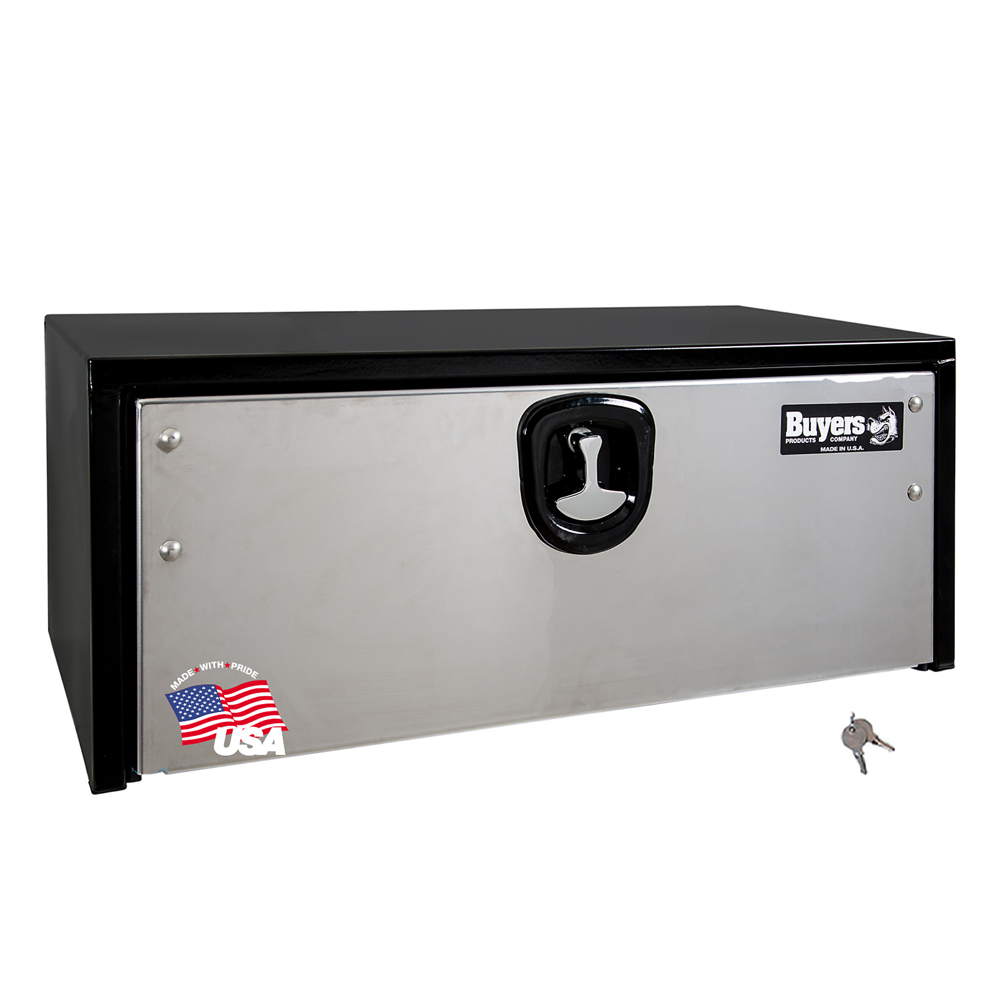 Buyers Products, 24x16x14in. Underbody Truck Bed Tool Job Storage Box, Width 24 in, Material Carbon Steel, Color Finish Glossy Black, Model# 1703700
